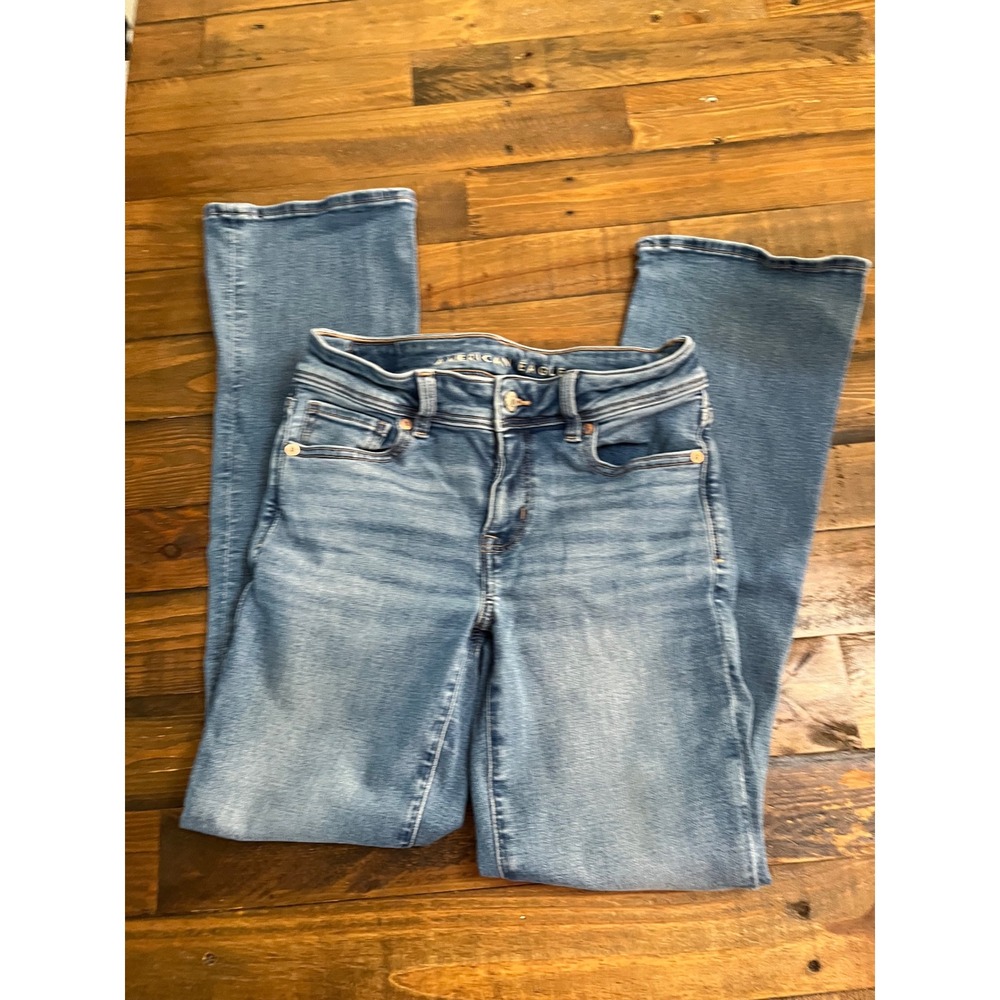 AMERICAN EAGLE Bootcut Next Level Stretch Jeans Women 2 Short Blue Denim Y2K